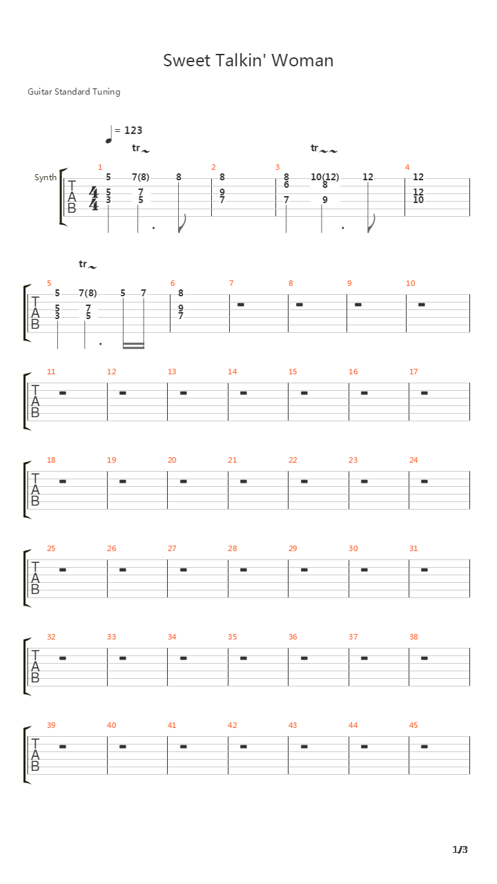 Sweet Talkin Woman吉他谱