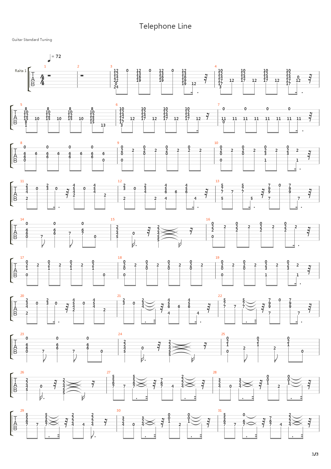 Telephone Line吉他谱