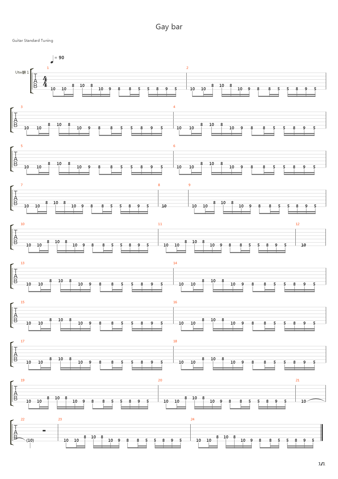 Gay Bar吉他谱