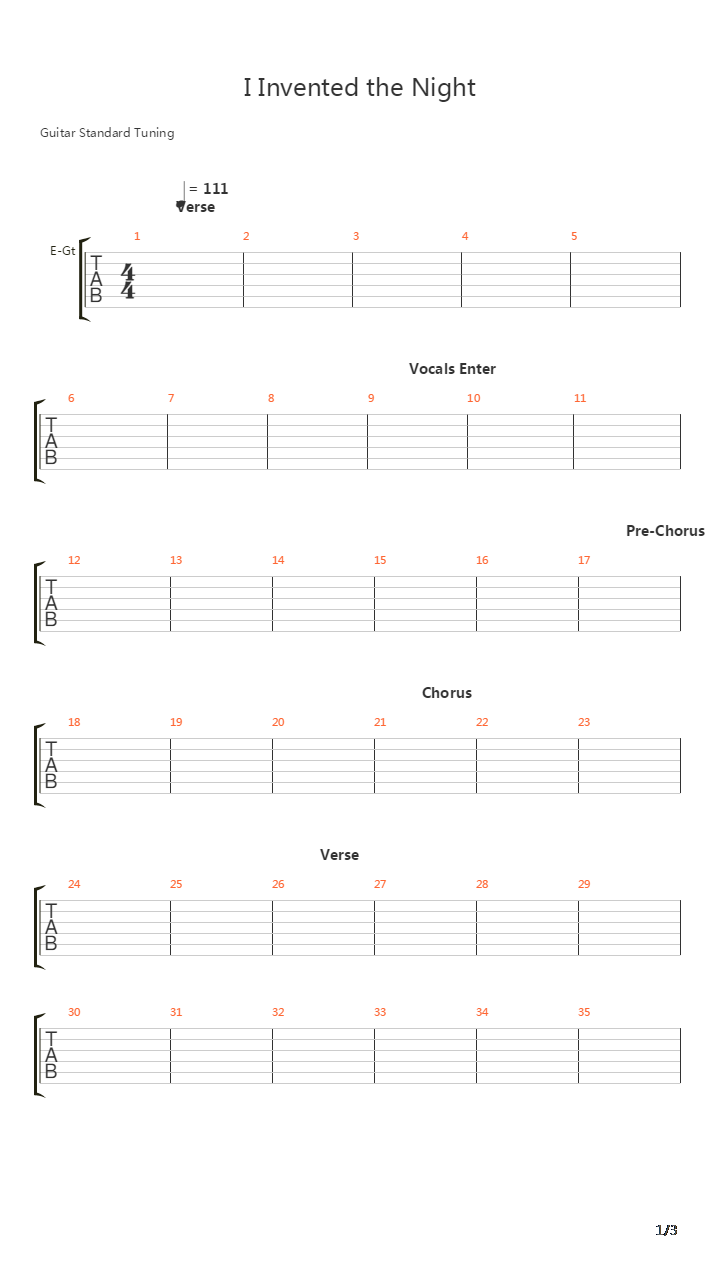 I Invented The Night吉他谱
