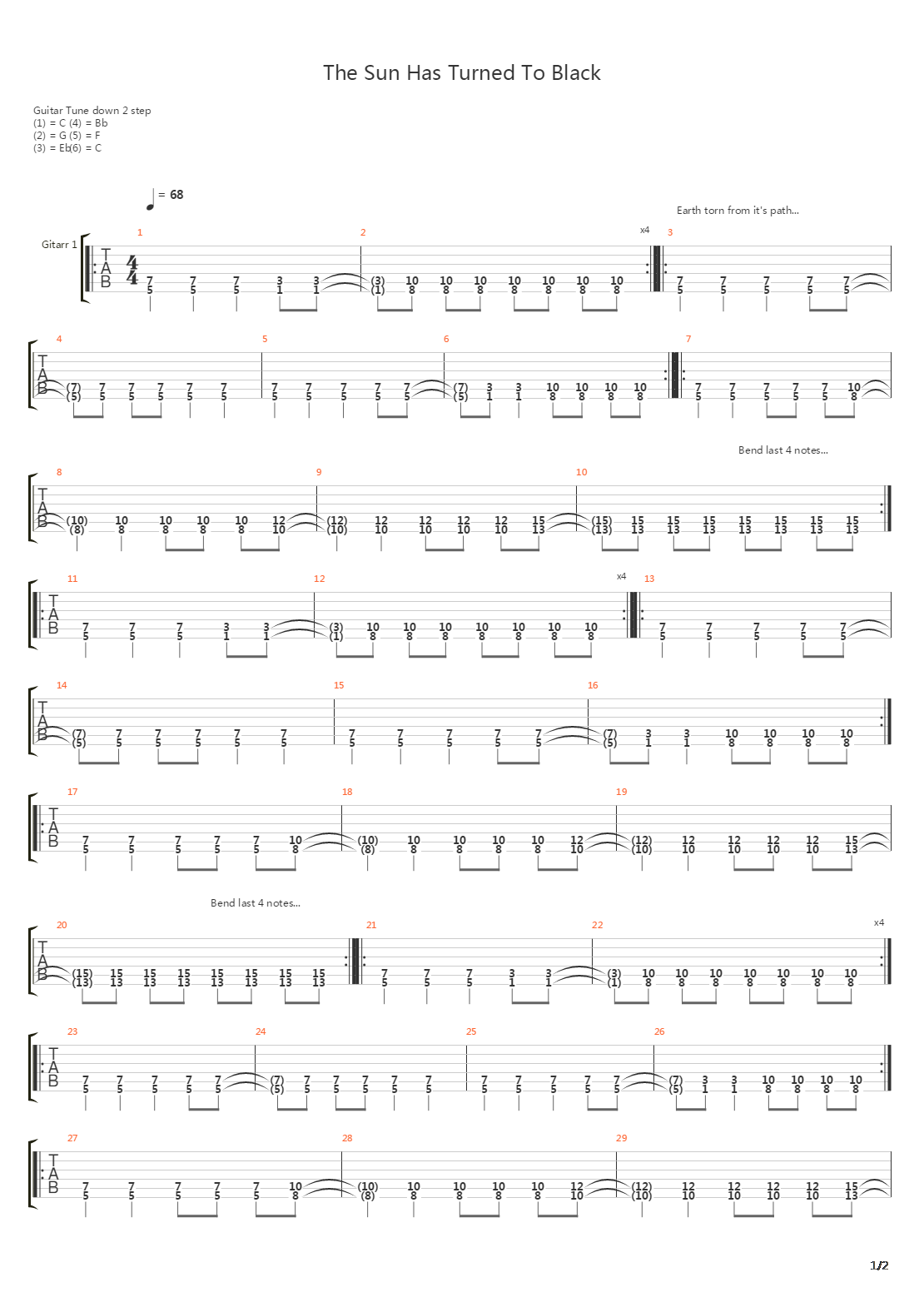 The Sun Has Turned To Black吉他谱
