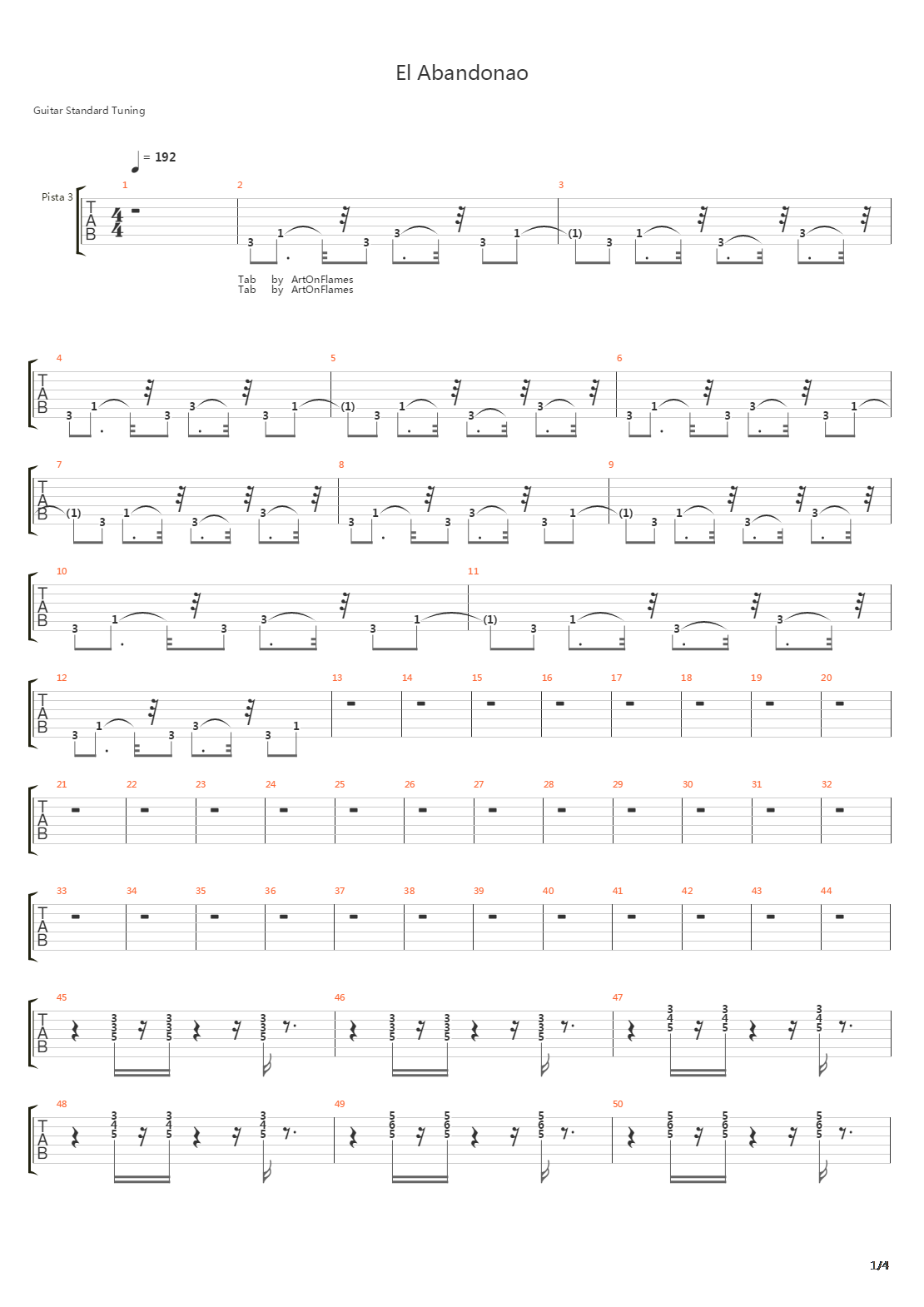 El Abandonado吉他谱