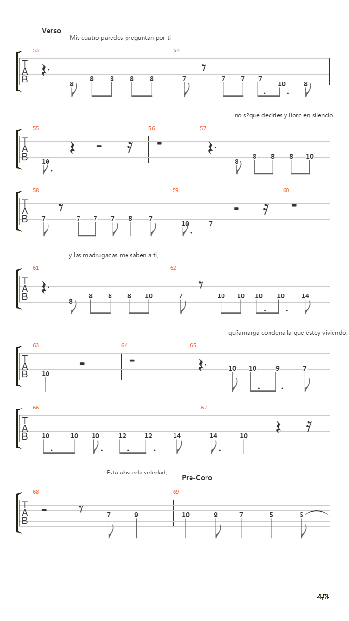 La Condena吉他谱