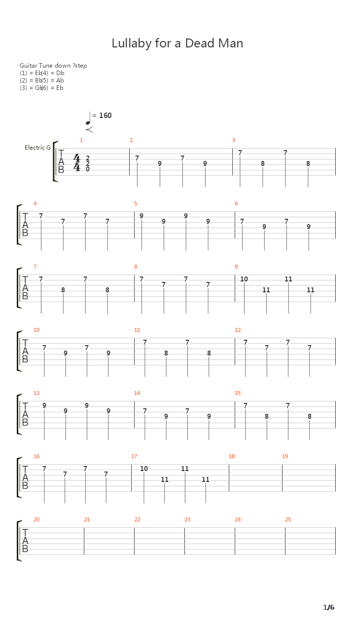 Lullaby For A Dead Man吉他谱