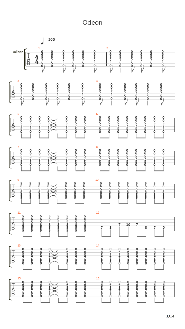 Odean吉他谱