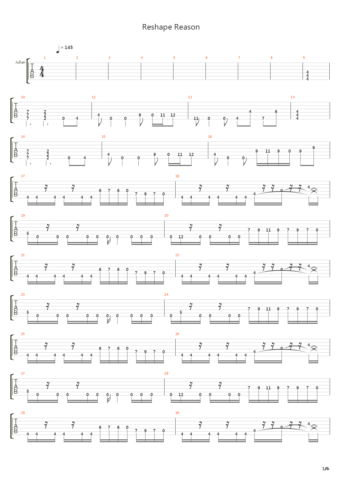 Reshape Reason吉他谱
