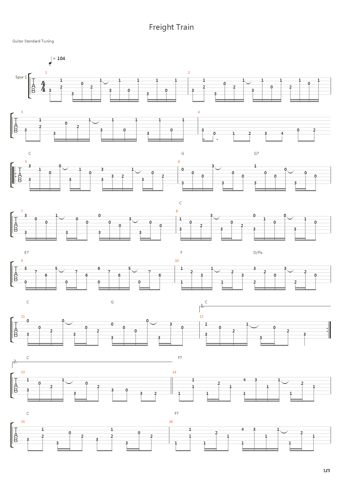 Freight Train吉他谱