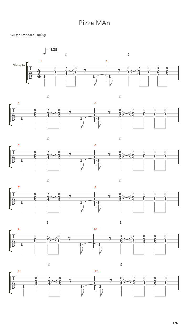 Pizza Man吉他谱