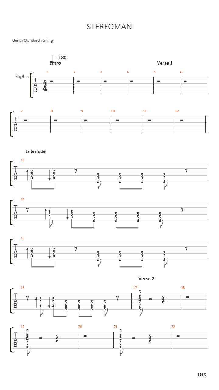 Stereoman吉他谱