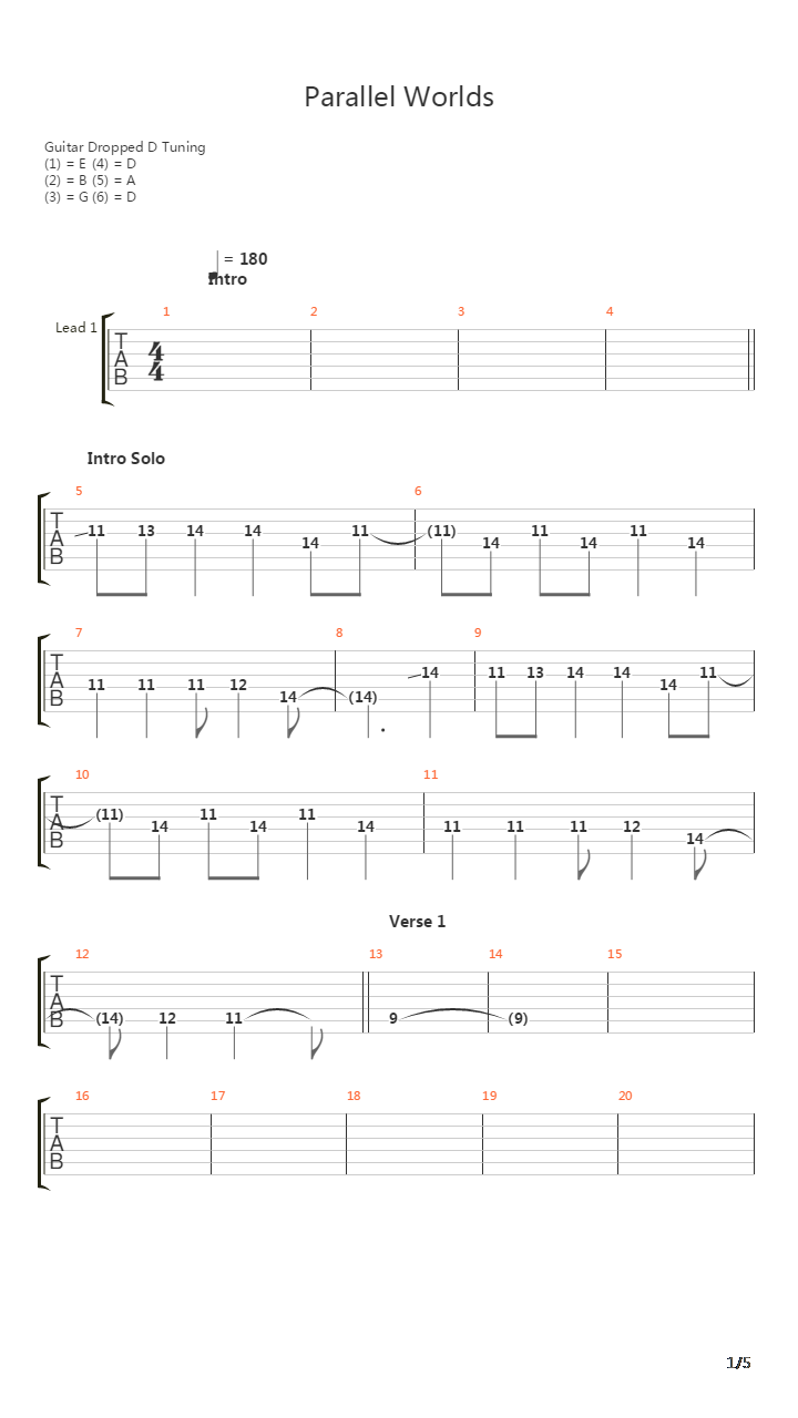 Parallel Worlds吉他谱