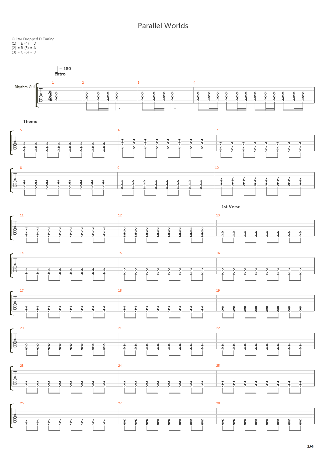 Parallel Worlds吉他谱