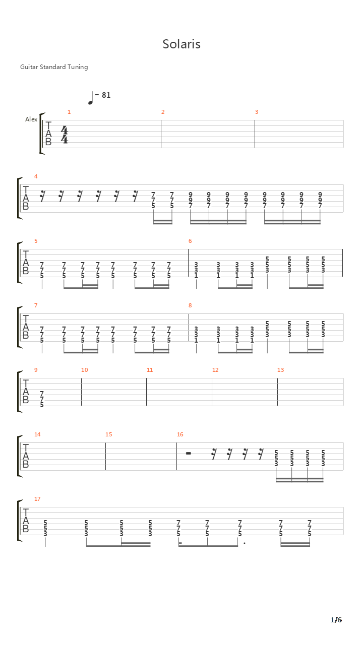 Solaris吉他谱