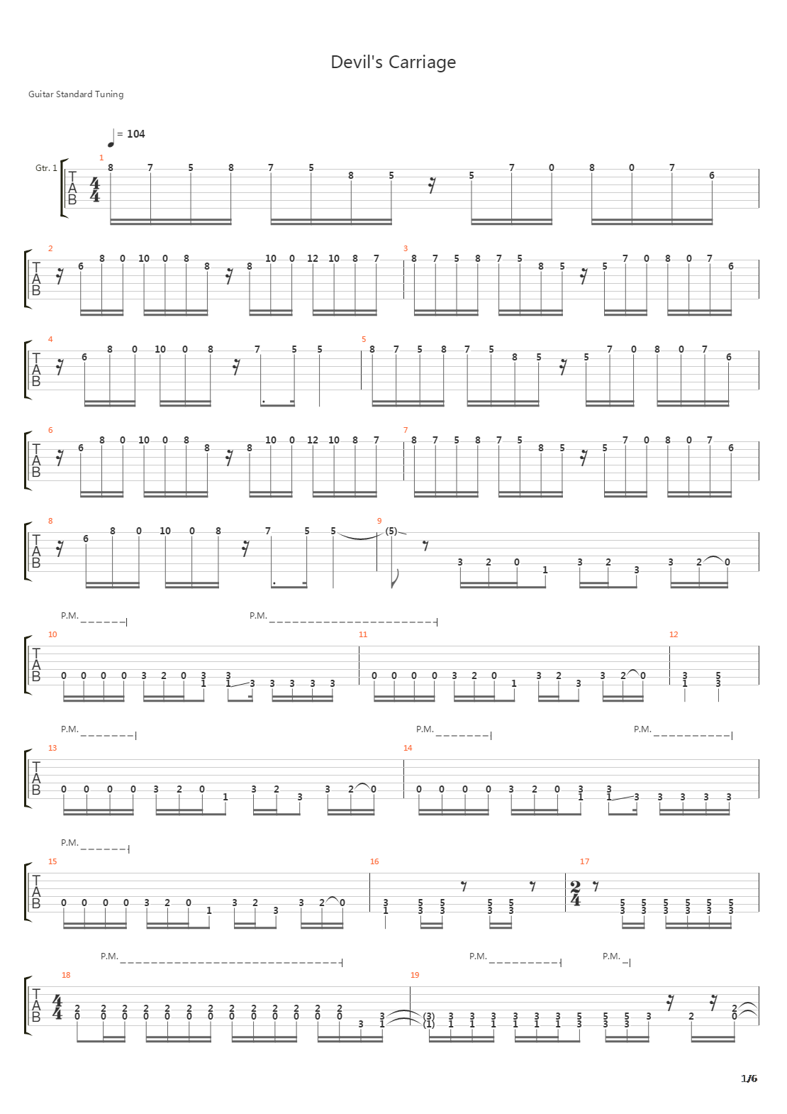 Devils Carriage吉他谱
