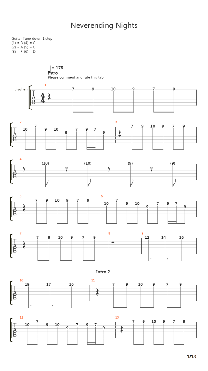 Neverending Nights吉他谱