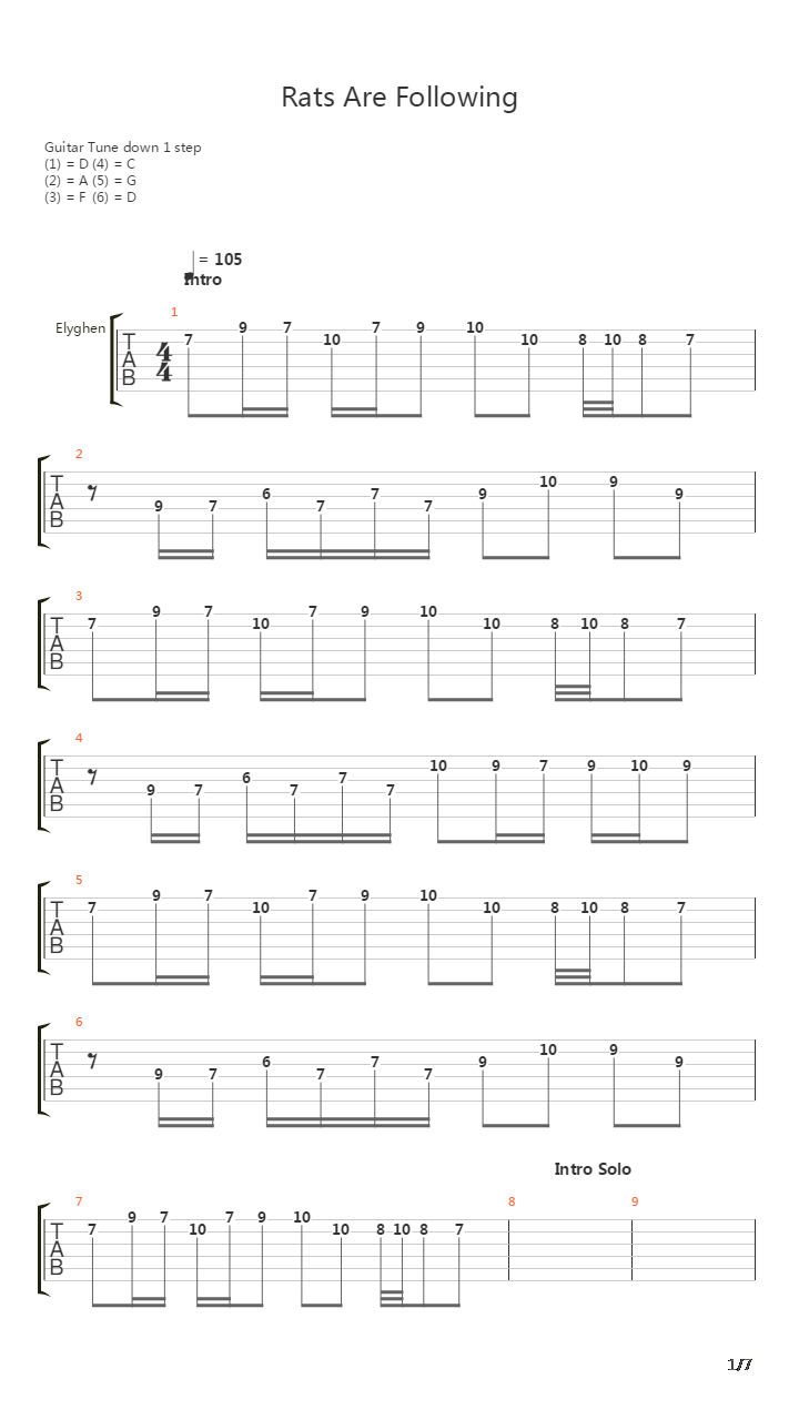 Rats Are Following吉他谱