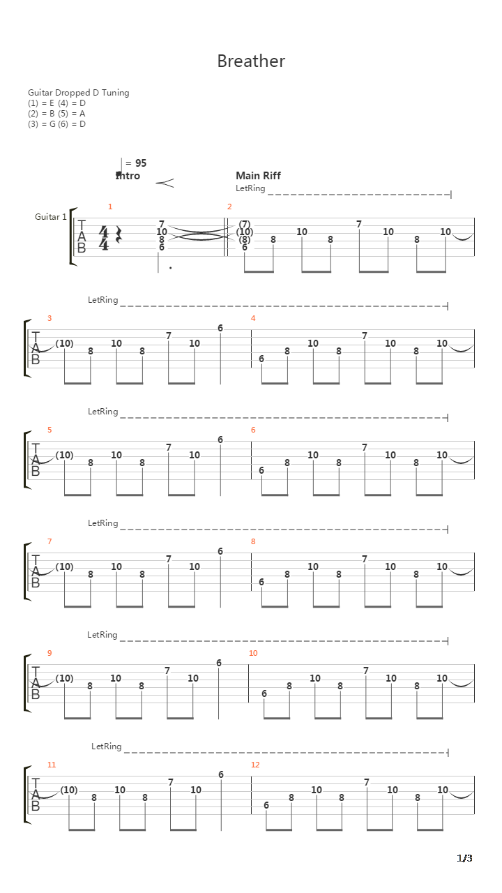 Breather吉他谱