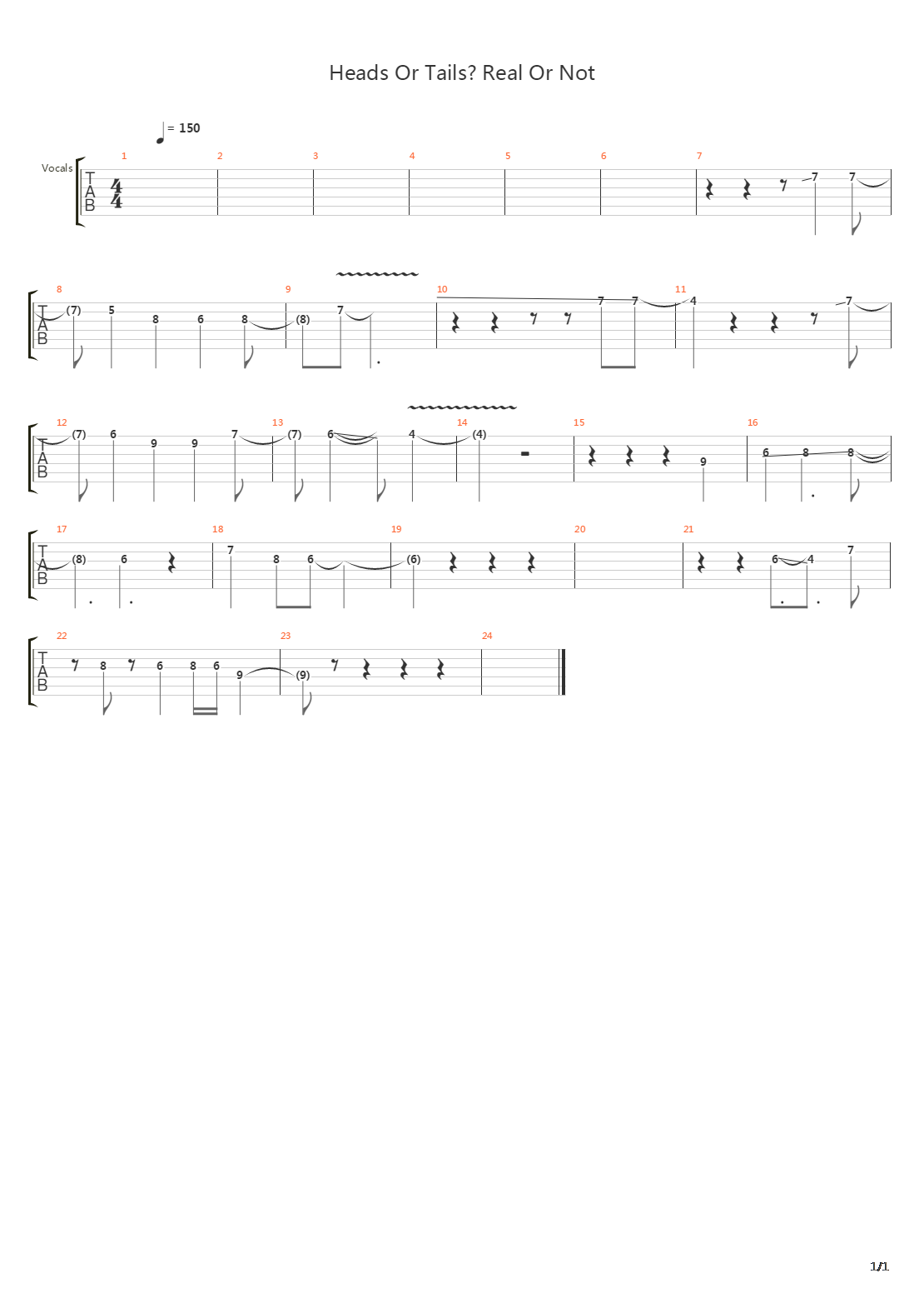 Heads Or Tails Real Or Not吉他谱
