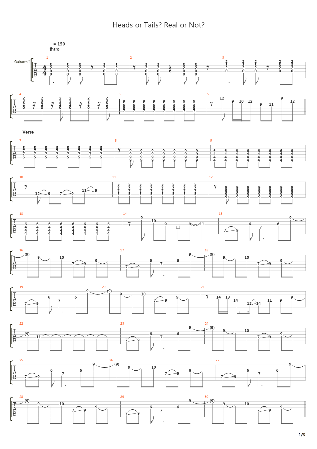 Heads Or Tails Real Or Not吉他谱