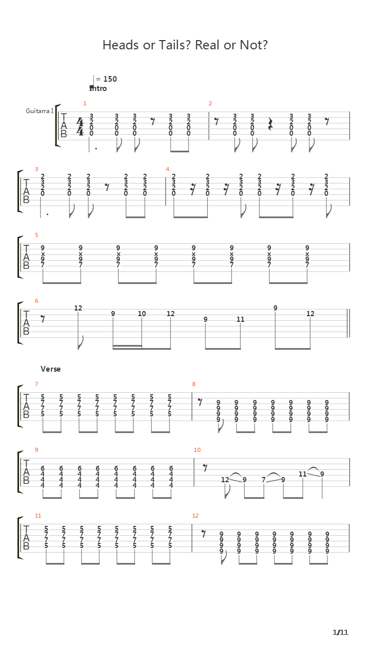 Heads Or Tails Real Or Not吉他谱