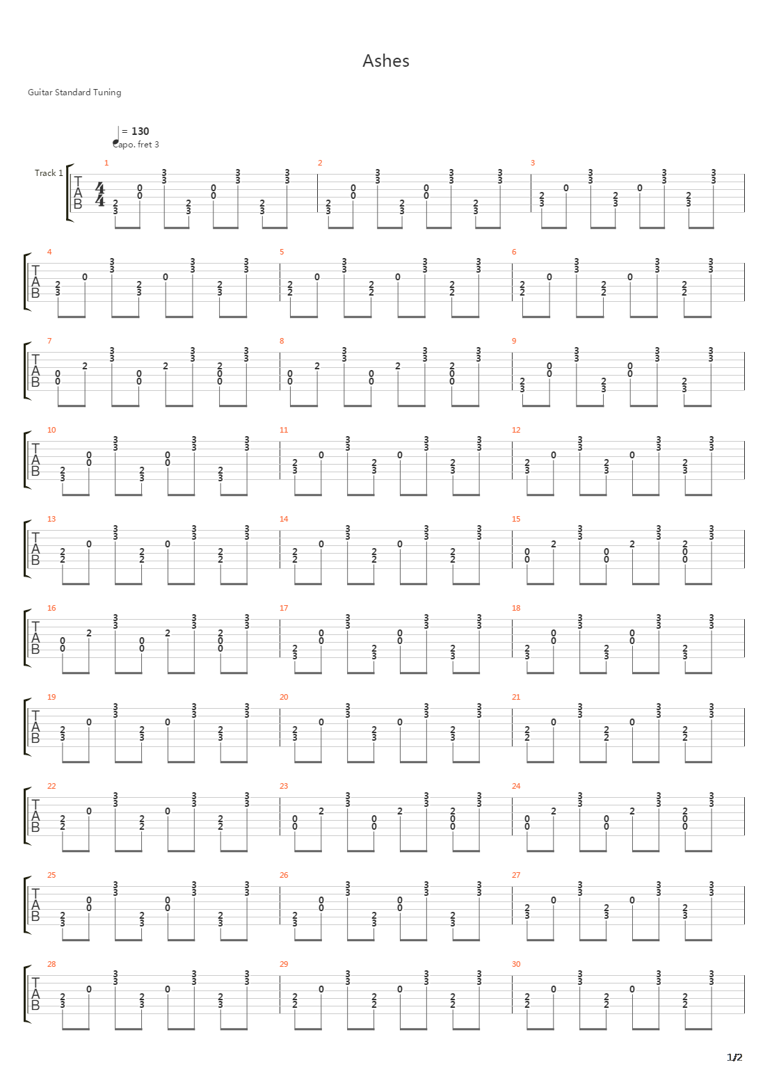 Ashes吉他谱