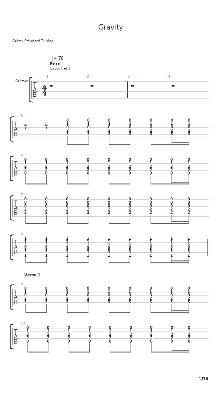 Gravity吉他谱