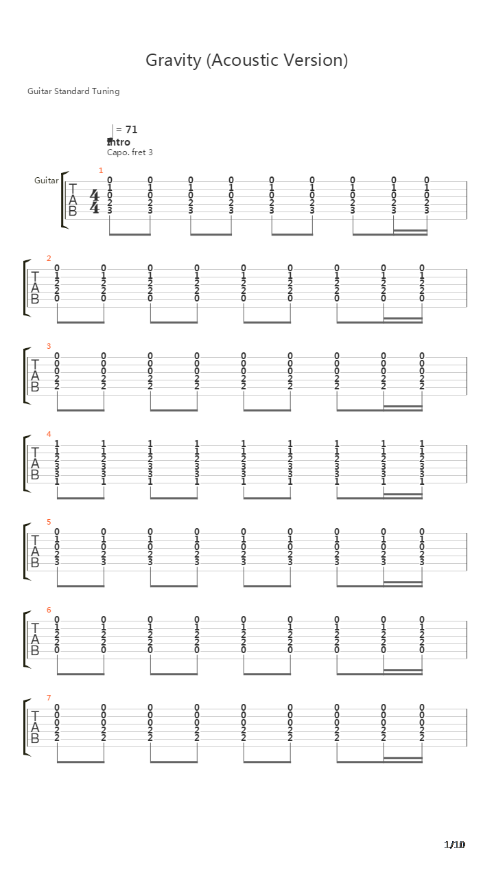 Gravity吉他谱