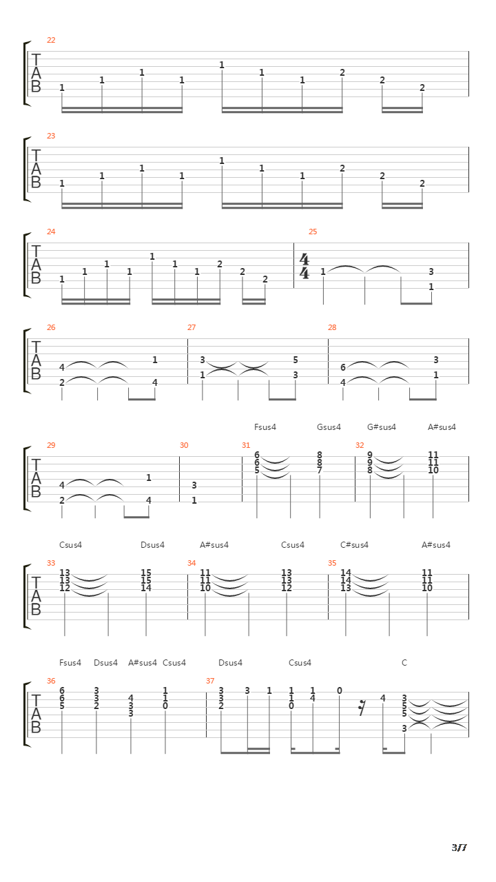 Tarkus吉他谱