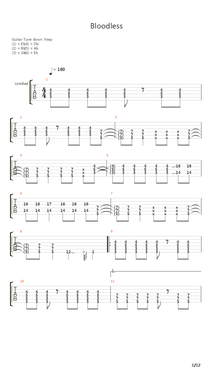 Bloodless吉他谱