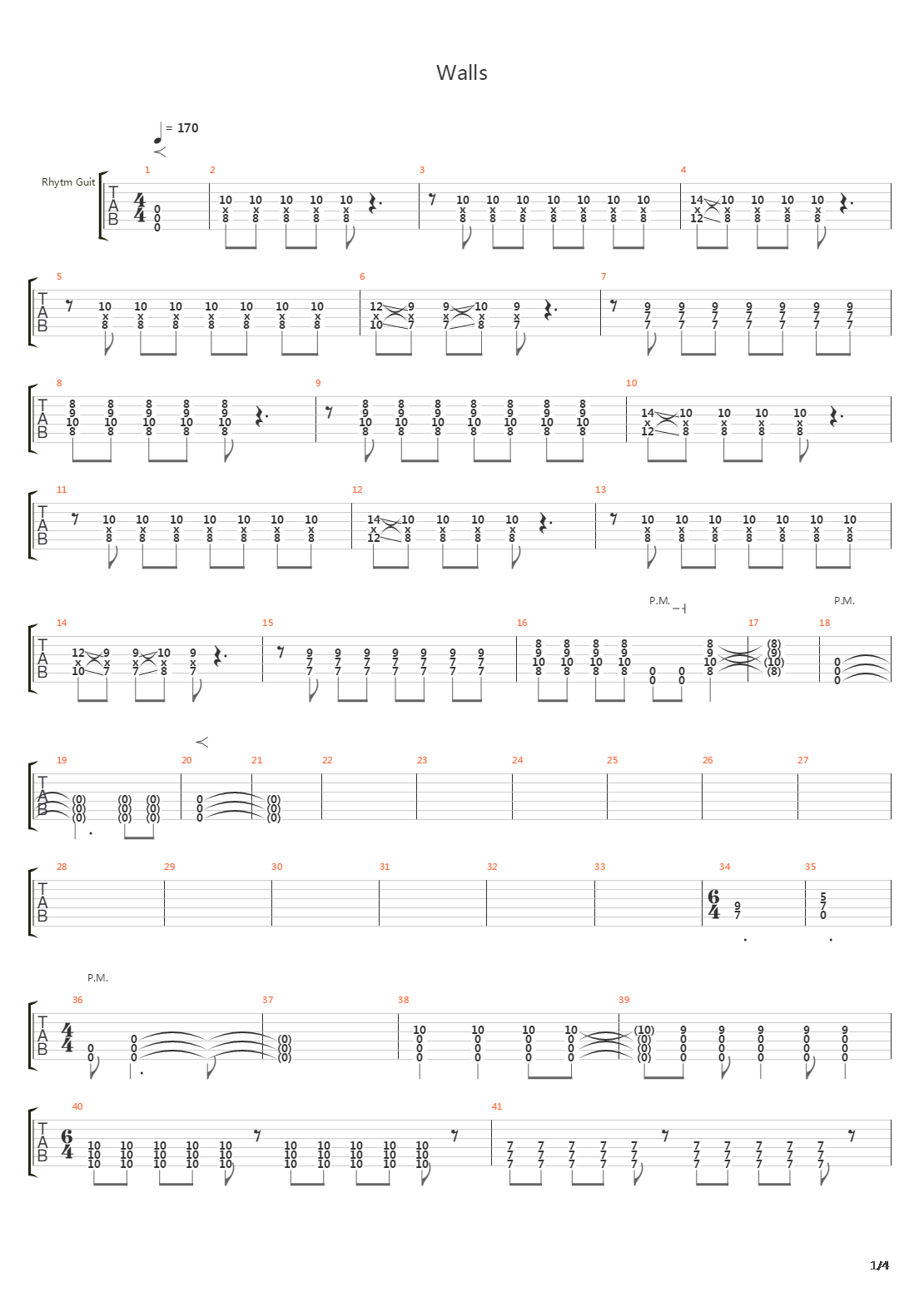 Walls吉他谱