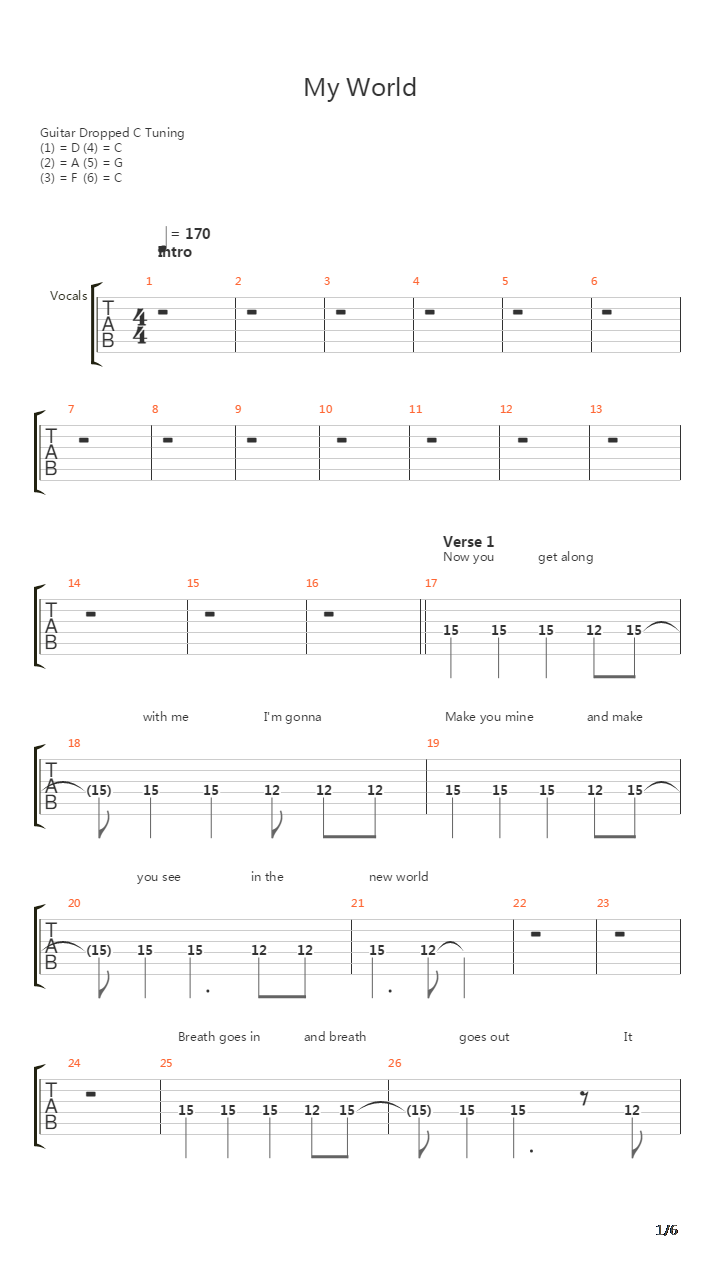 My World吉他谱