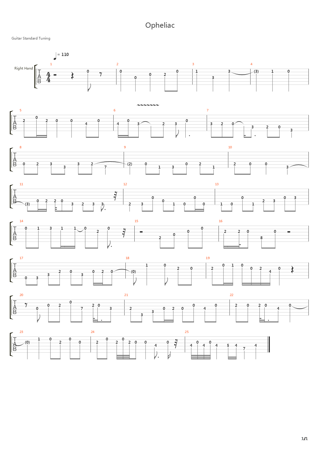 Opheliac吉他谱