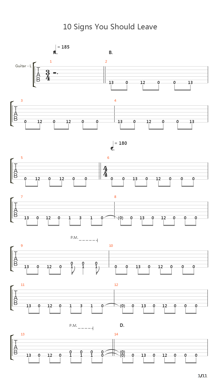 10 Signs You Should Leave吉他谱