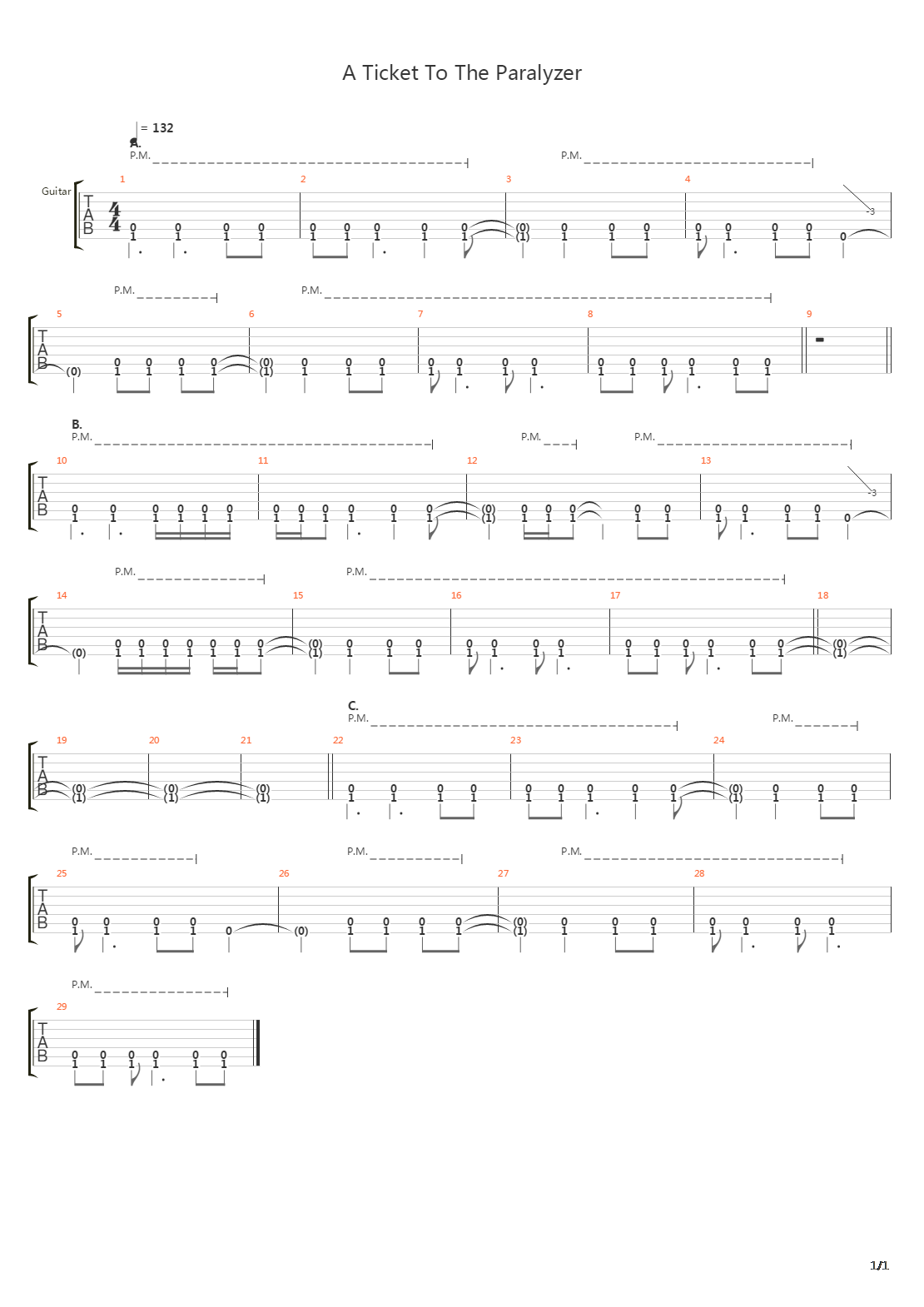 A Ticket To The Paralyzer吉他谱