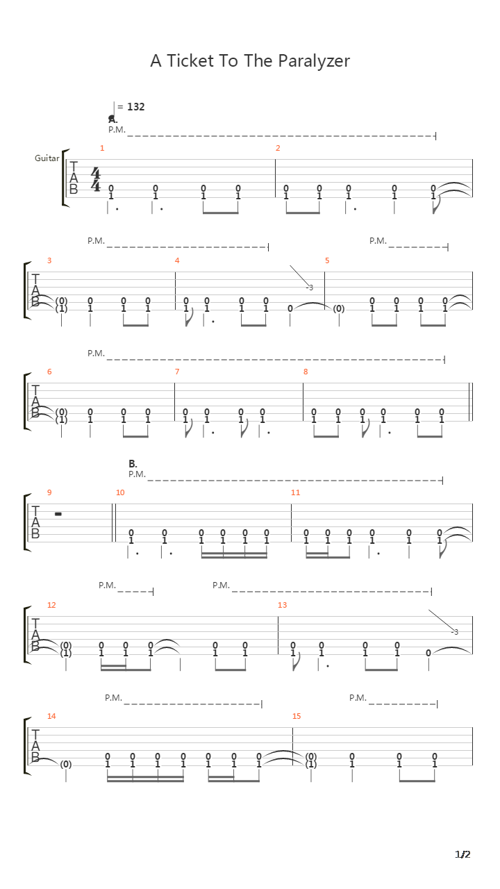 A Ticket To The Paralyzer吉他谱