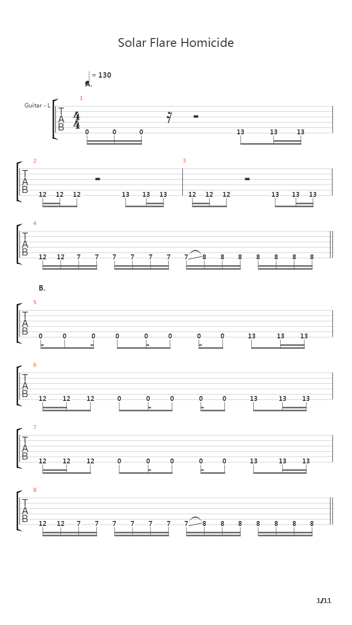 Solar Flare Homicide吉他谱