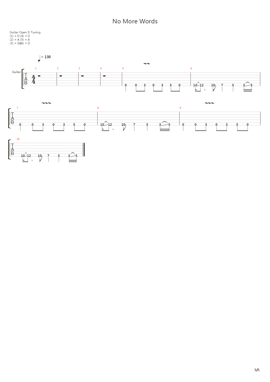 No More Words吉他谱