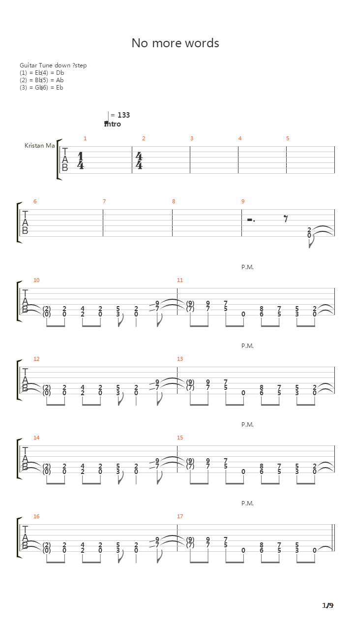 No More Words吉他谱