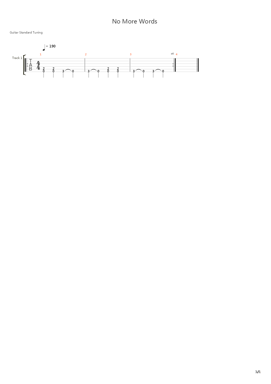No More Words吉他谱