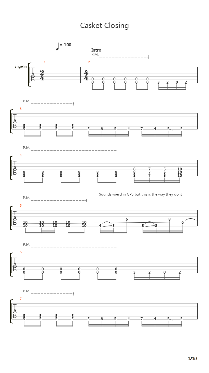 Casket Closing吉他谱