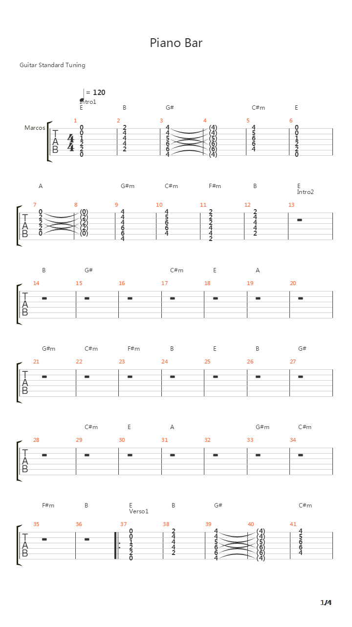 Piano Bar吉他谱