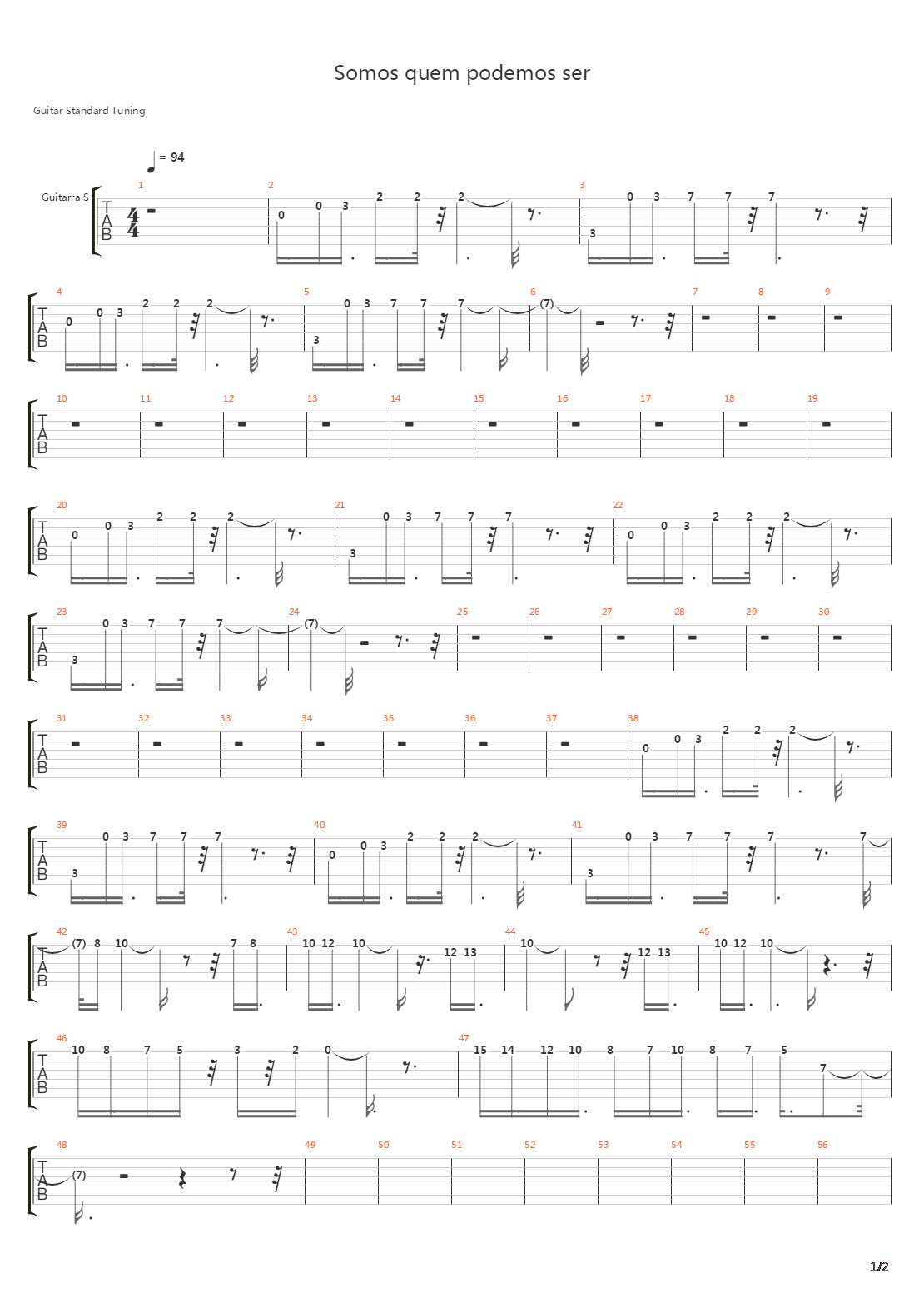 Somos Quem Podemos Ser吉他谱