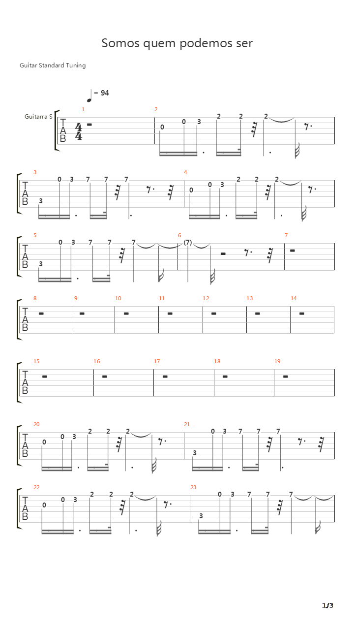 Somos Quem Podemos Ser吉他谱