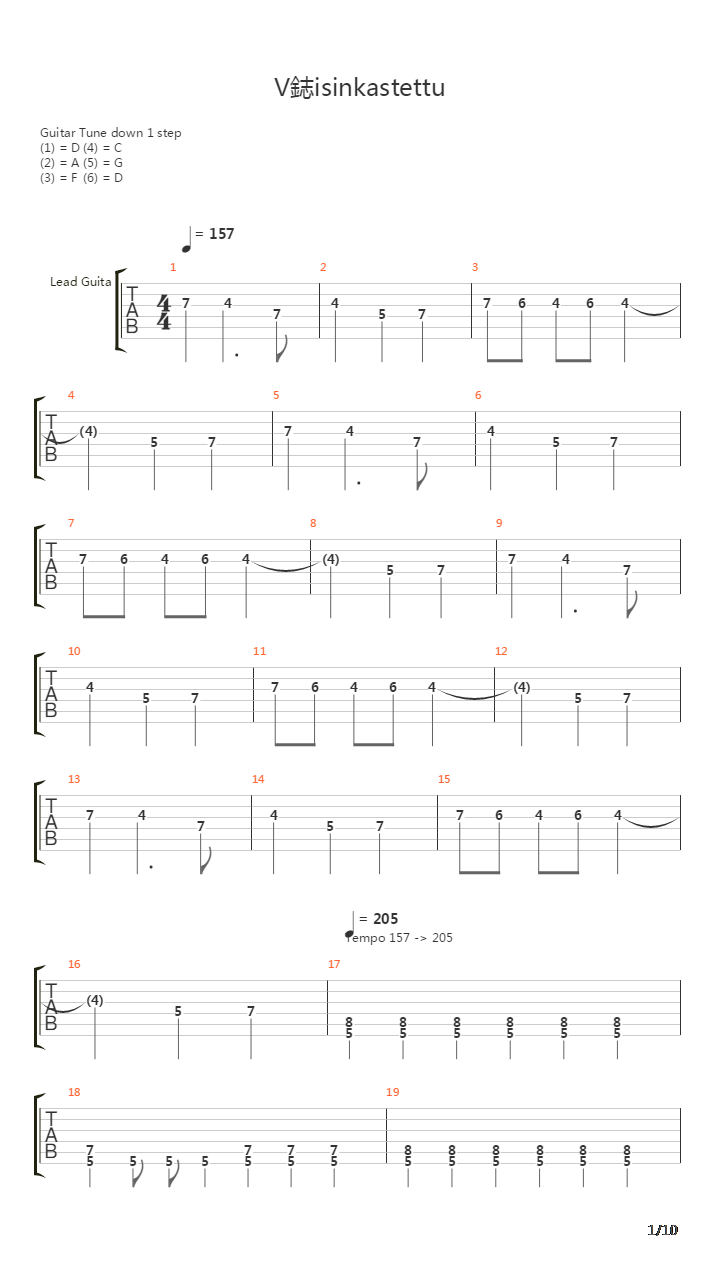 Vakisinkastettu吉他谱