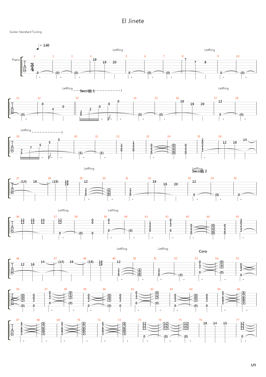 El Jinete吉他谱