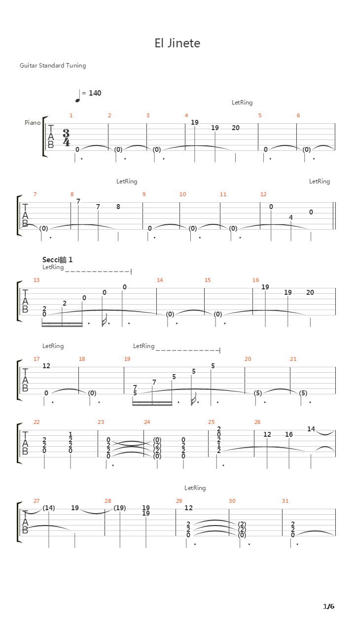 El Jinete吉他谱