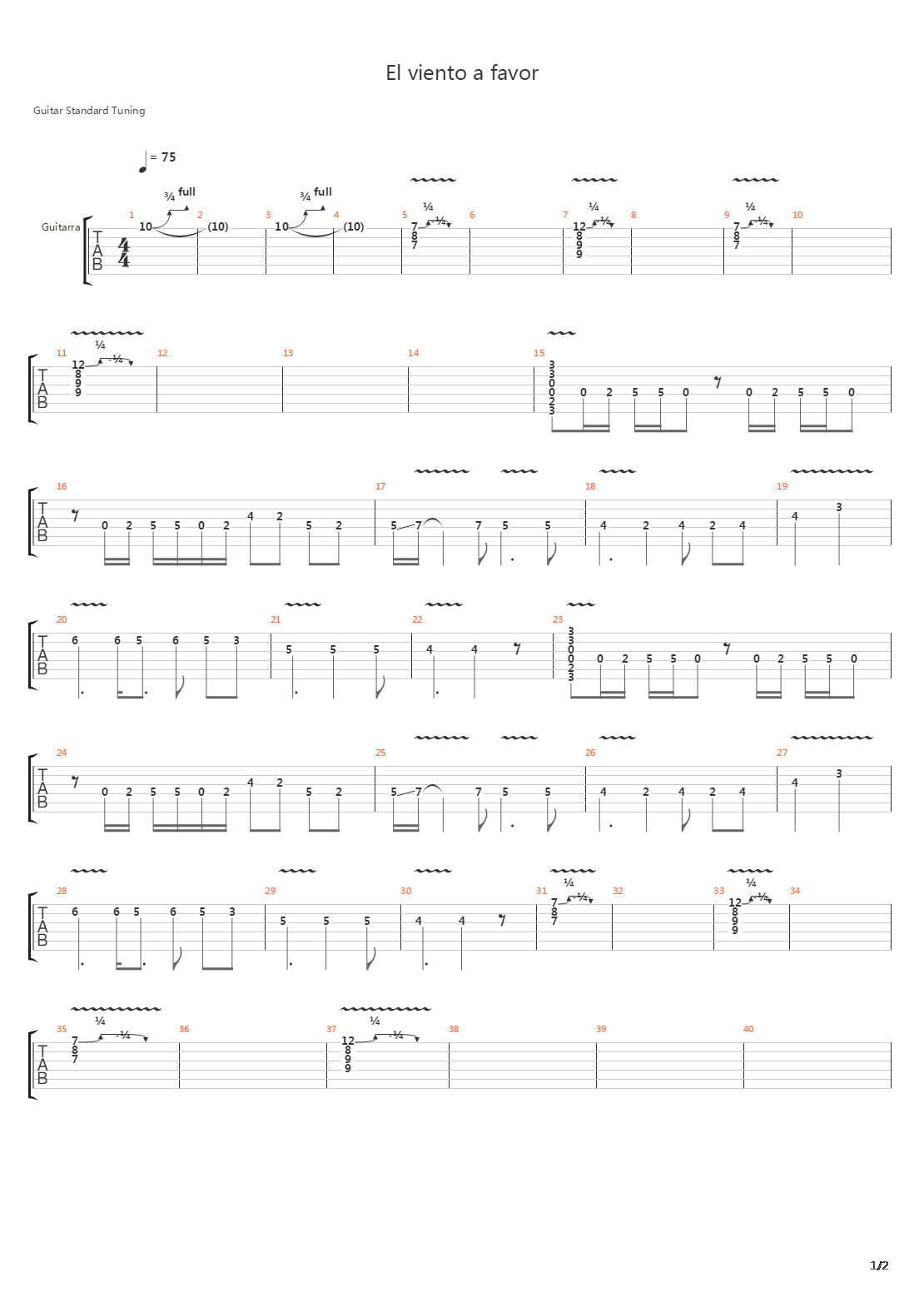 El Viento A Favor吉他谱