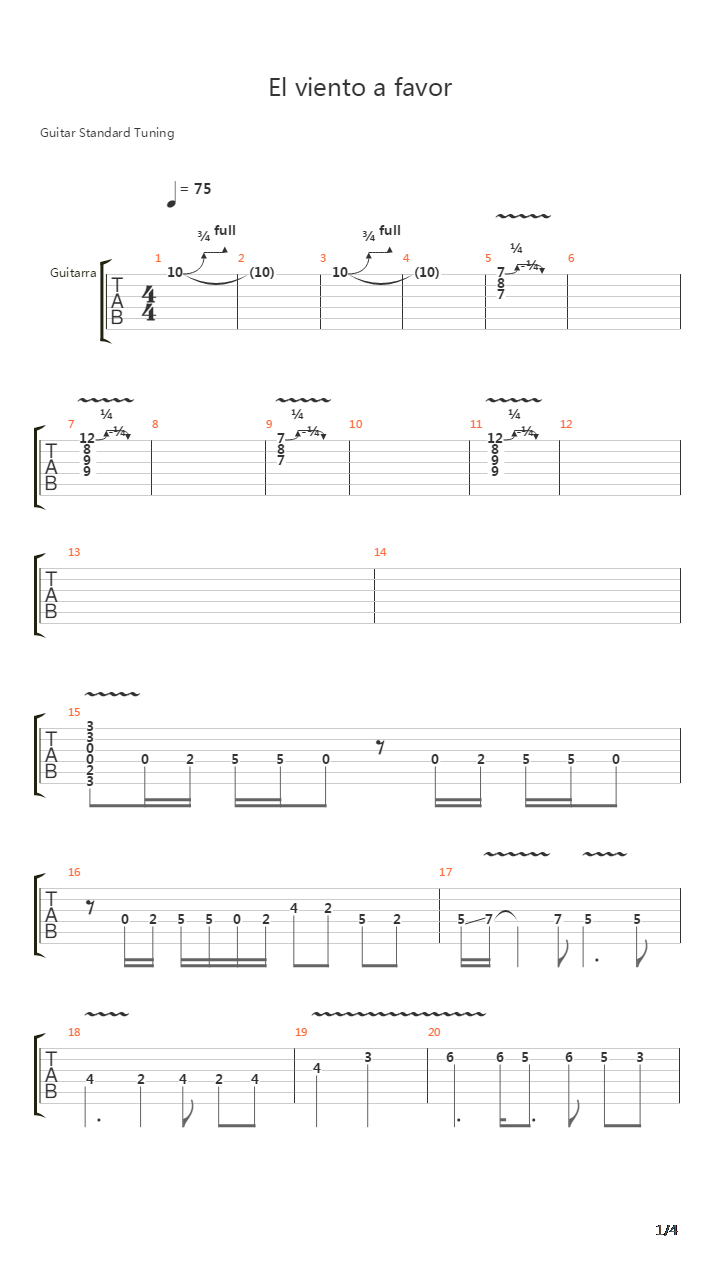 El Viento A Favor吉他谱