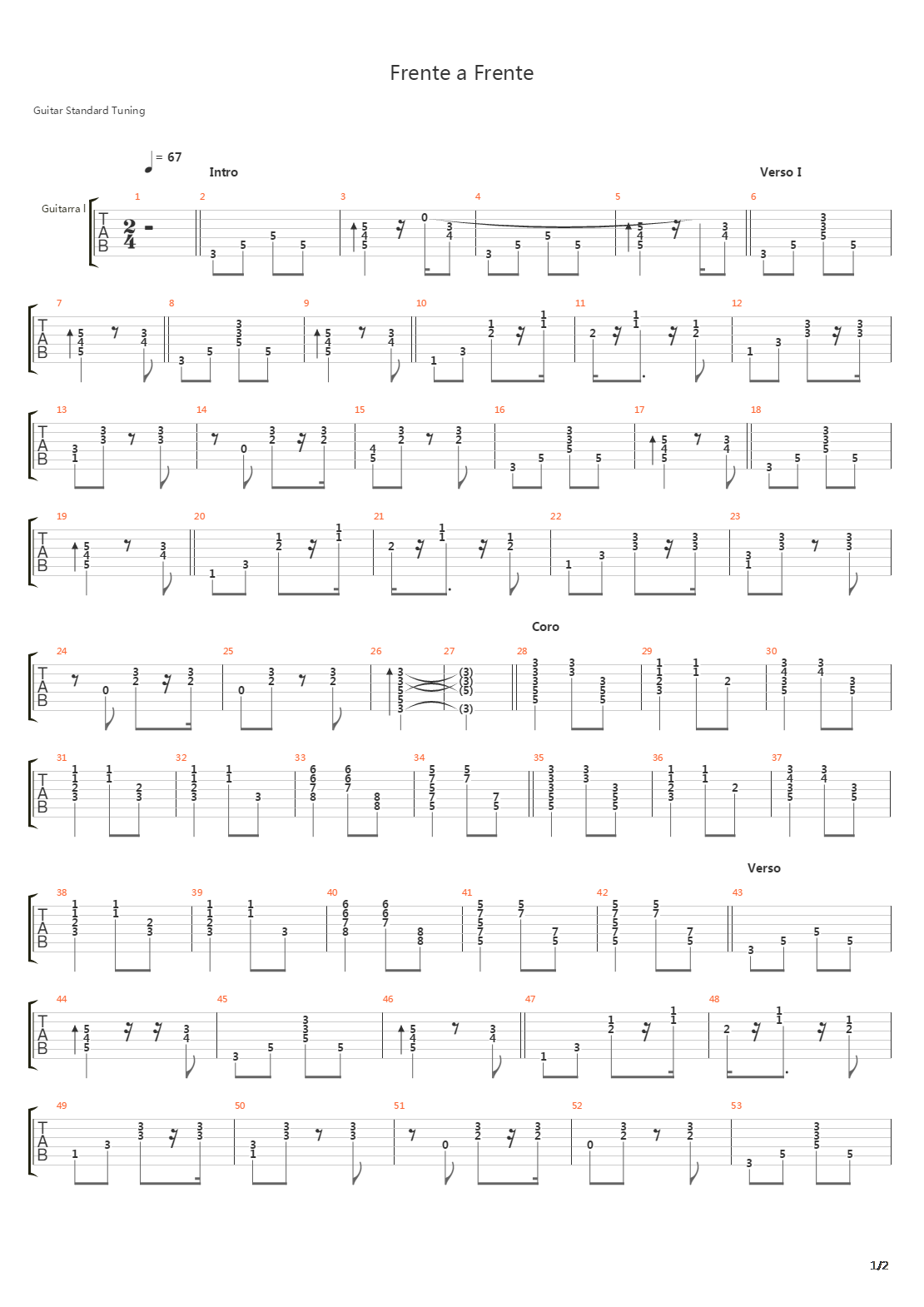 Frente A Frente吉他谱