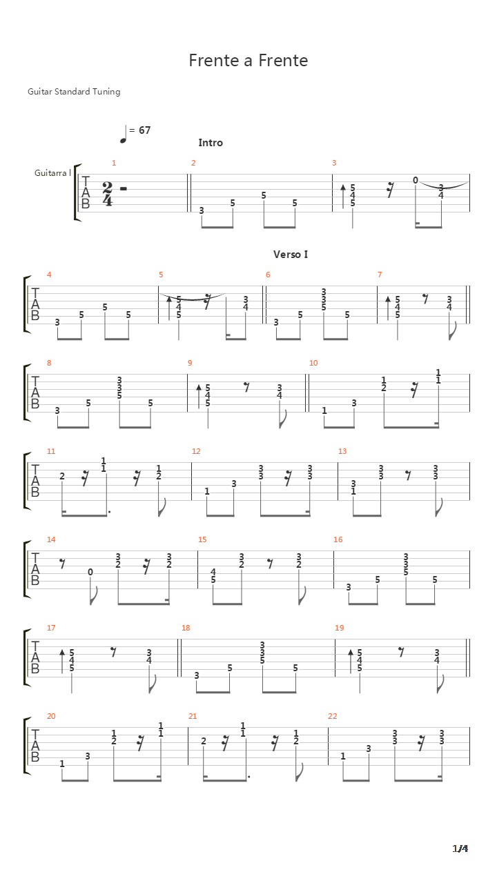 Frente A Frente吉他谱