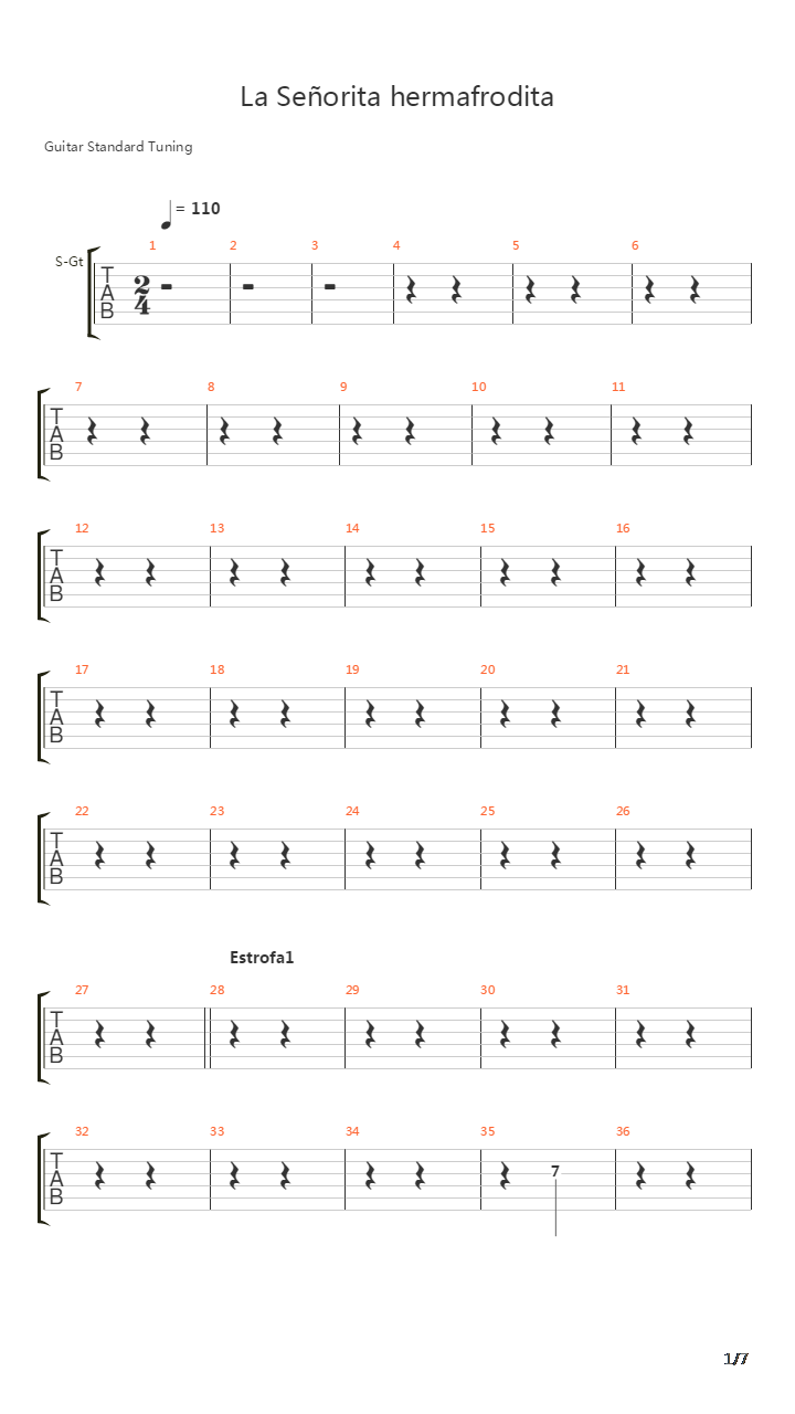 La Seorita Hermafrodita吉他谱